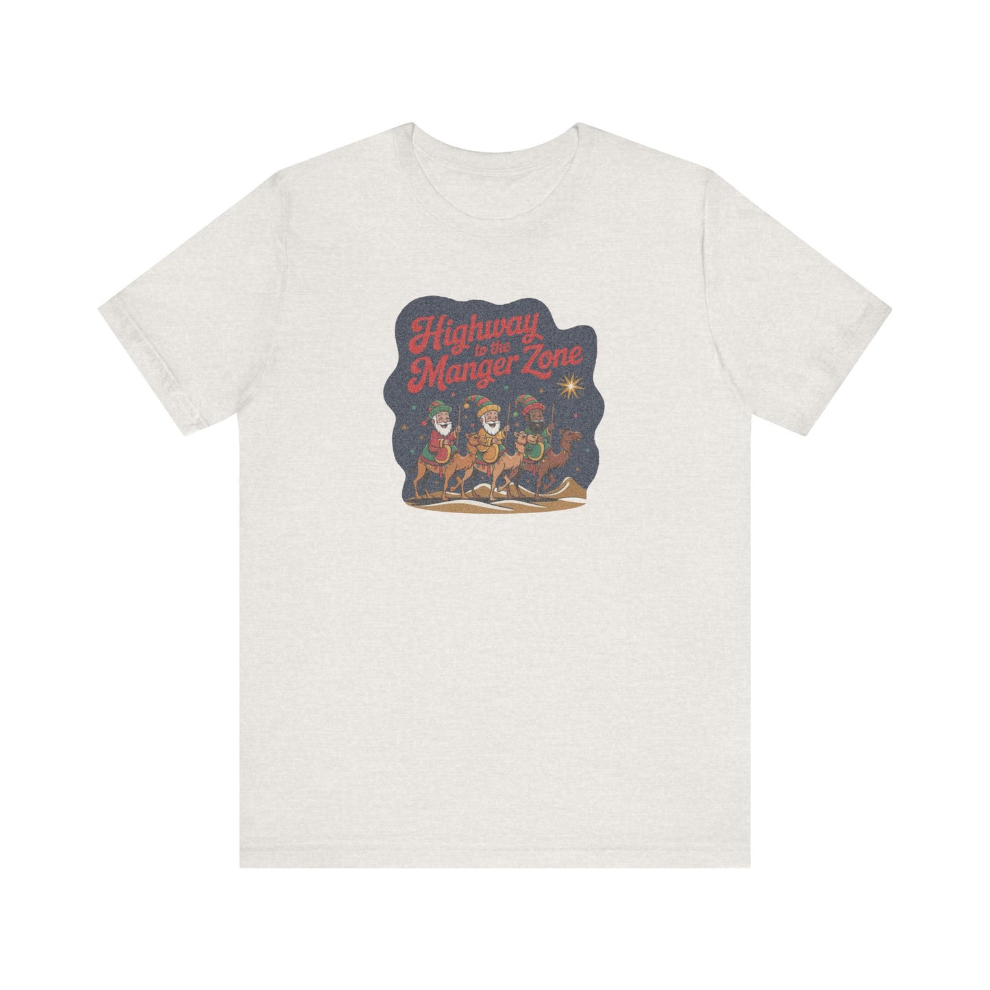 Highway to the Manger Zone — Top Gun Christmas Retro Tee (Light)