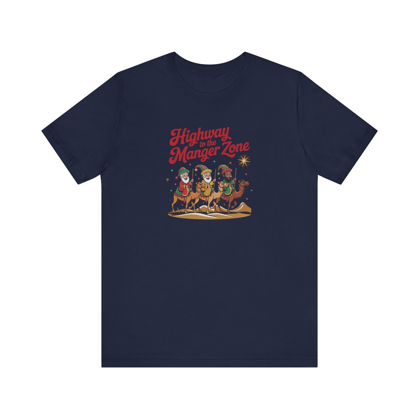 Highway to the Manger Zone — Top Gun Christmas Retro Tee (Dark)