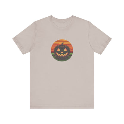 Retro Jack: Glowing Classic — Halloween Sunset Tee (Light)