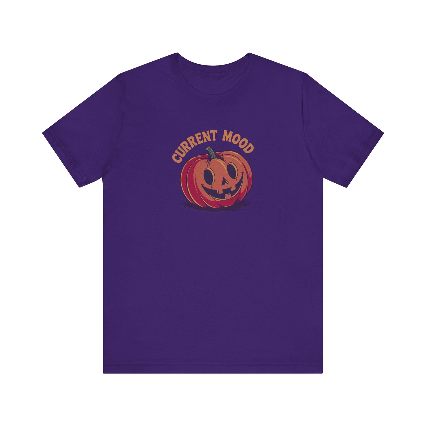 Current Mood (Cute Pumpkin) — Retro Halloween Tee (Dark)
