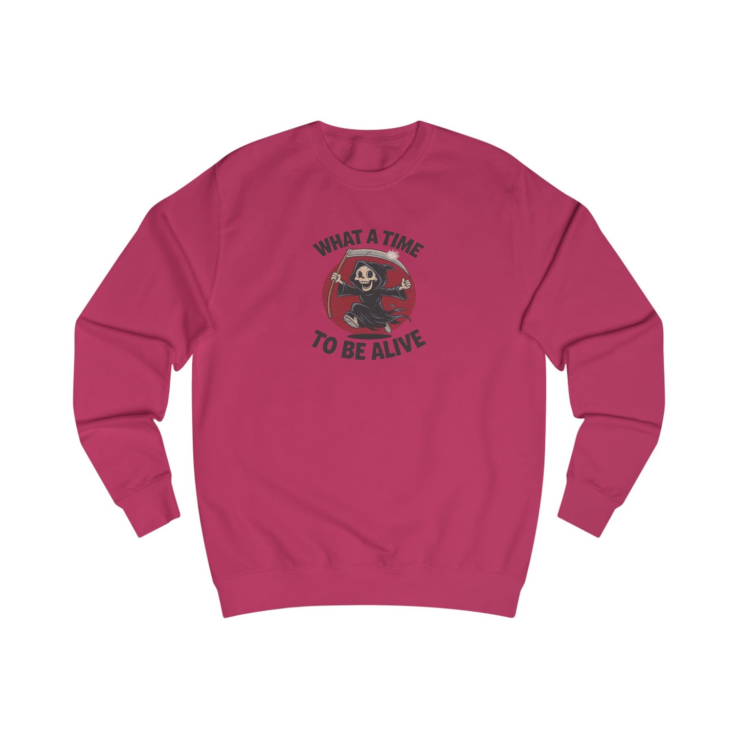What a Time to Be Alive — Not-So-Grim Reaper Retro Sweatshirt (Light)