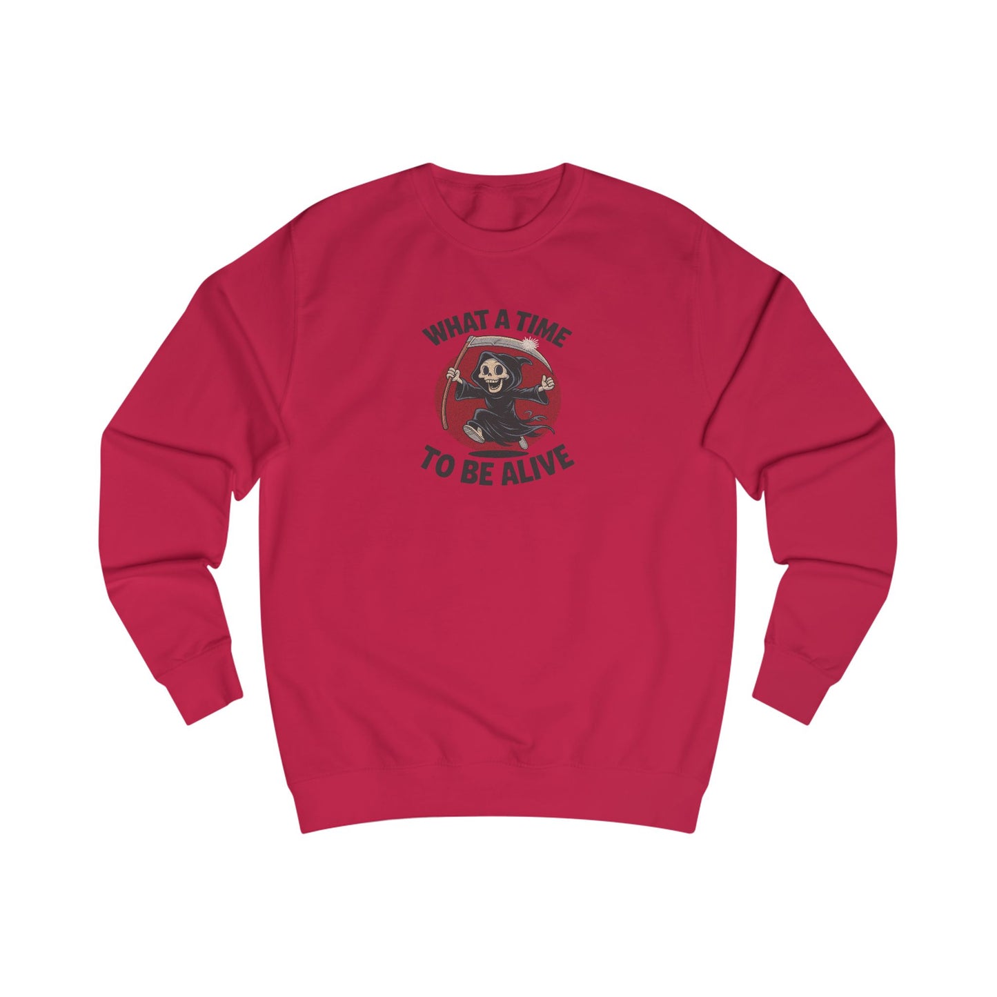 What a Time to Be Alive — Not-So-Grim Reaper Retro Sweatshirt (Light)