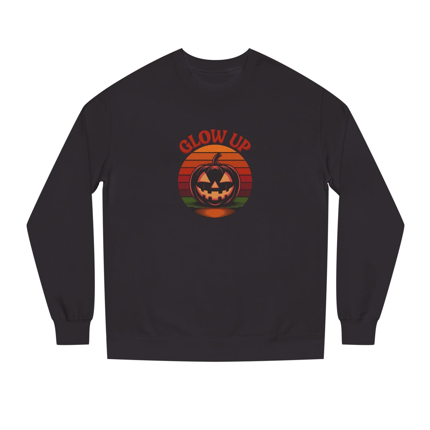 Halloween Glow Up Pumpkin — Retro Autumn Sunset Sweatshirt (Dark)