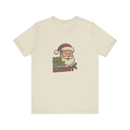 Big Nick Energy — Retro Santa Christmas Tee (Light)