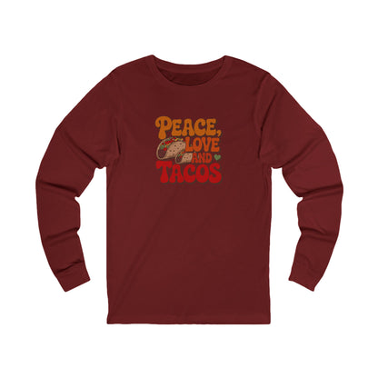 Peace, Love, and Tacos — Retro Foodie Long Sleeve (Dark)
