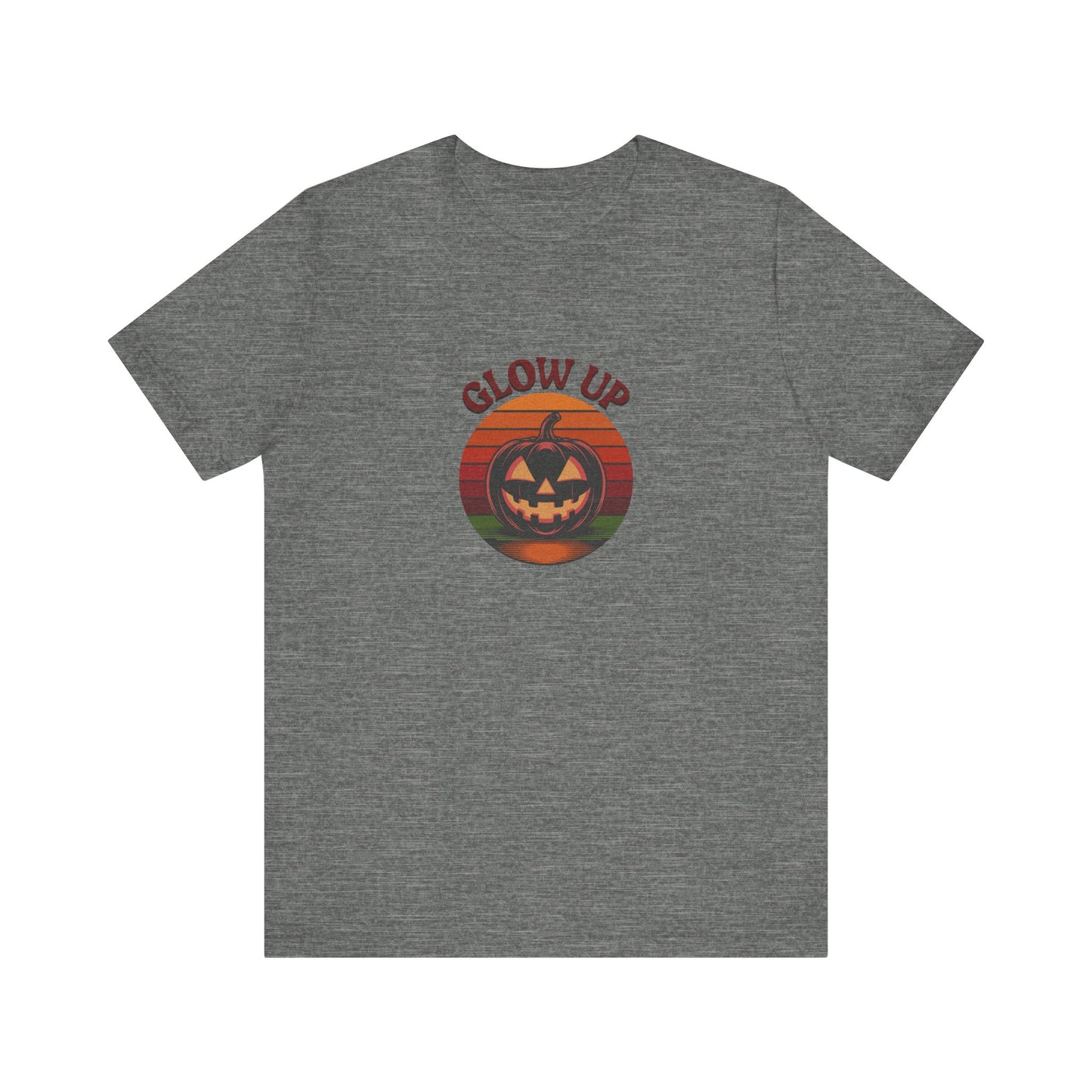 Halloween Glow Up Pumpkin — Retro Autumn Sunset Tee (Light)