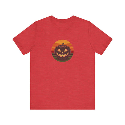 Retro Jack: Glowing Classic — Halloween Sunset Tee (Light)