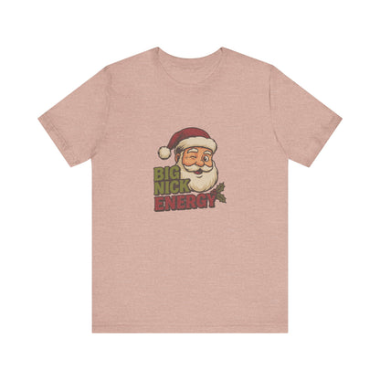 Big Nick Energy — Retro Santa Christmas Tee (Light)