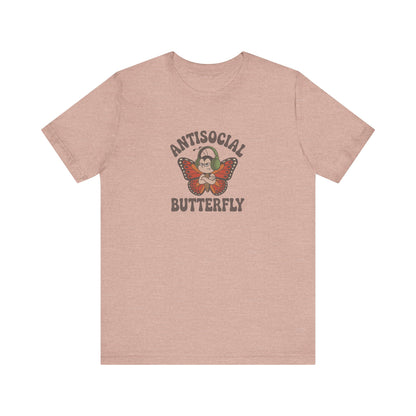 Antisocial Butterfly (Male) — Retro Workout Tee (Light)