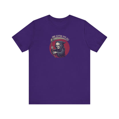 One Scythe Fits All — Grim Reaper Retro Tee (Dark)