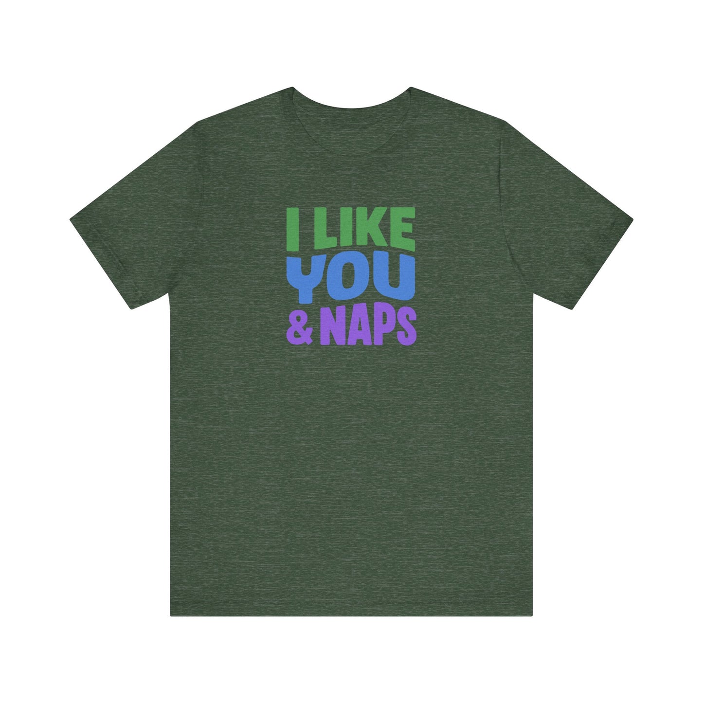 I Like You & Naps (Cool Gradient) — Retro Loungewear Tee (Dark)