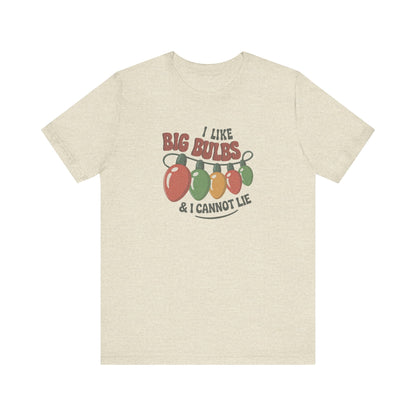 I Like Big Bulbs and I Cannot Lie — Christmas Lights Retro Tee (Light)