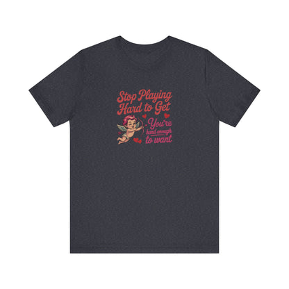 Stop Playing Hard to Get — Retro Cupid Tee (Dark)