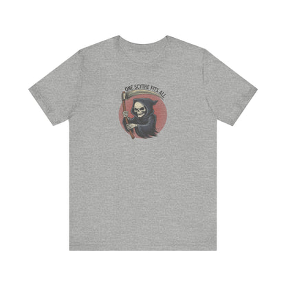 One Scythe Fits All — Grim Reaper Retro Tee (Light)