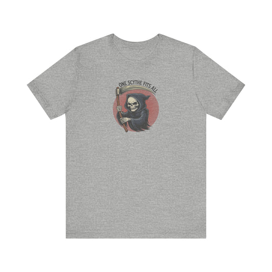 One Scythe Fits All — Grim Reaper Retro Tee (Light)