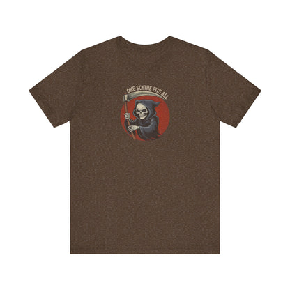 One Scythe Fits All — Grim Reaper Retro Tee (Dark)