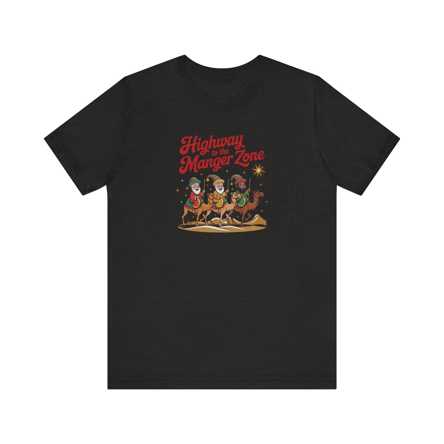 Highway to the Manger Zone — Top Gun Christmas Retro Tee (Dark)