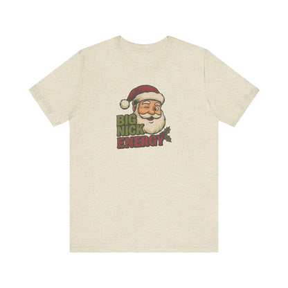 Big Nick Energy — Retro Santa Christmas Tee (Light)