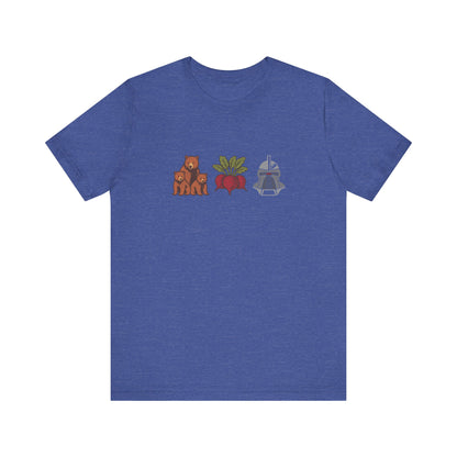 Bears, Beets, Battlestar (Icons) — Retro Tee (Dark)