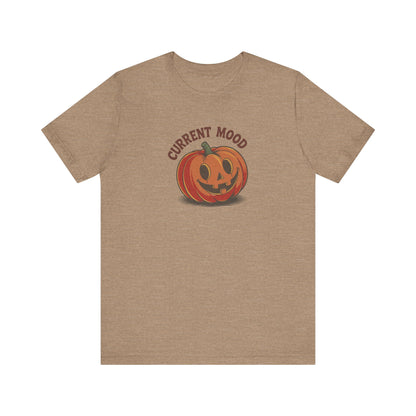 Current Mood (Cute Pumpkin) — Retro Halloween Tee (Light)
