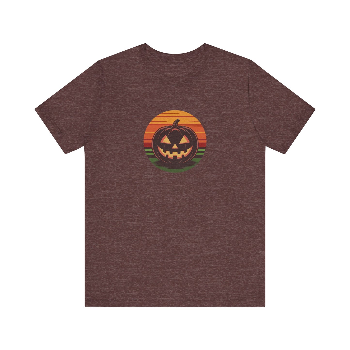 Retro Jack: Glowing Classic — Halloween Sunset Tee (Dark)