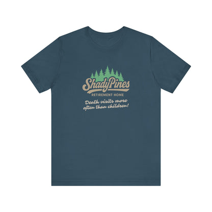Shady Pines (Death Visits More Often Than Children) — Retro Tee (Dark)