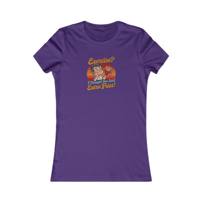 Exercise? I Thought You Said Extra Fries! — Retro Women's Tee (Dark)