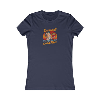 Exercise? I Thought You Said Extra Fries! — Retro Women's Tee (Dark)