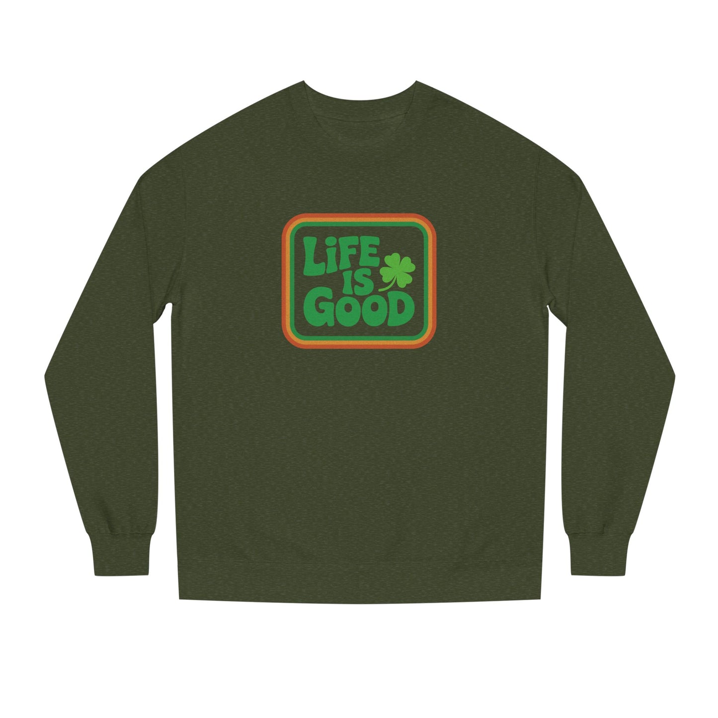 Life Is Good, Shamrock Style — St. Patrick’s Retro Sweatshirt (Dark)
