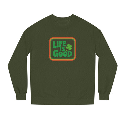 Life Is Good, Shamrock Style — St. Patrick’s Retro Sweatshirt (Dark)