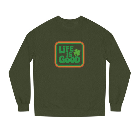 Life Is Good, Shamrock Style — St. Patrick’s Retro Sweatshirt (Dark)