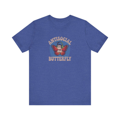 Antisocial Butterfly (Male) — Retro Workout Tee (Dark)