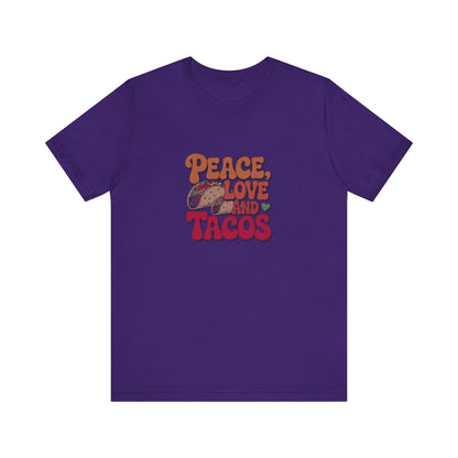 Peace, Love, and Tacos — Retro Foodie Tee (Dark)