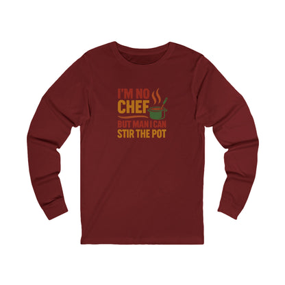 I'm No Chef, But Man I Stir the Pot — Retro Long Sleeve (Dark)