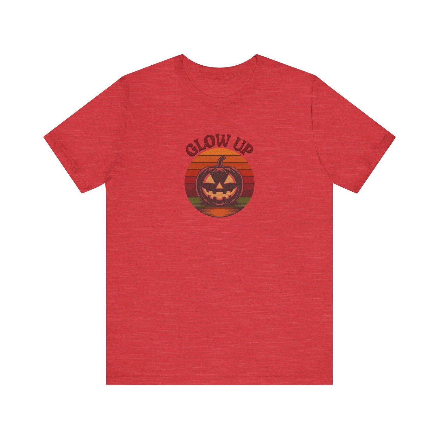 Halloween Glow Up Pumpkin — Retro Autumn Sunset Tee (Light)