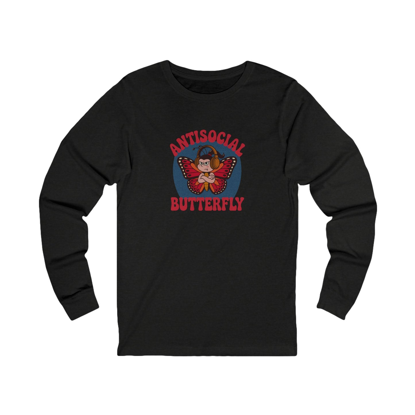 Antisocial Butterfly (Female) — Retro Workout Long Sleeve (Dark)