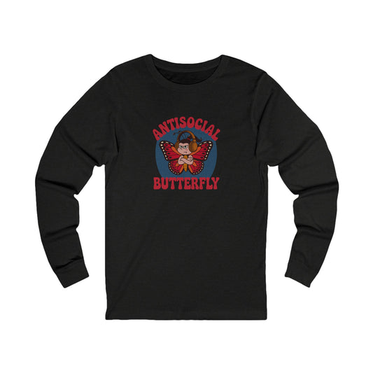 Antisocial Butterfly (Female) — Retro Workout Long Sleeve (Dark)