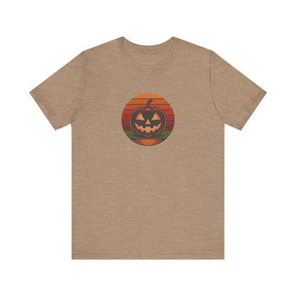 Retro Jack: Bold Grin — Halloween Sunset Tee (Light)
