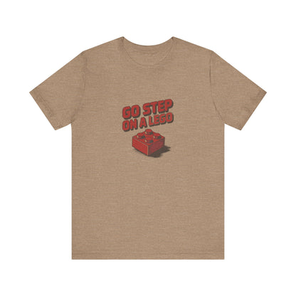 Go Step on a LEGO — Red Plastic Brick Retro Tee (Light)