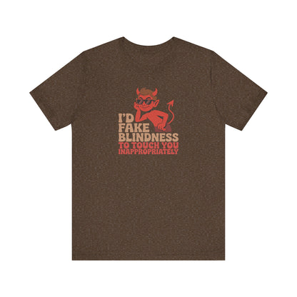 Fake Blindness? The Devil Made Me Do It! — Retro Tee (Dark)