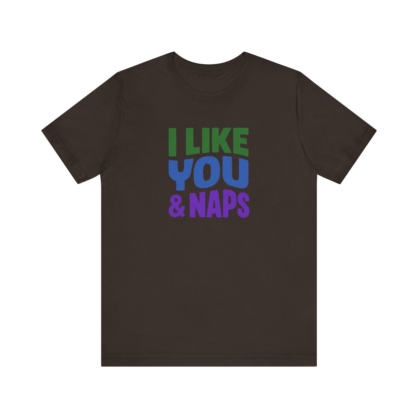 I Like You & Naps (Cool Gradient) — Retro Loungewear Tee (Dark)