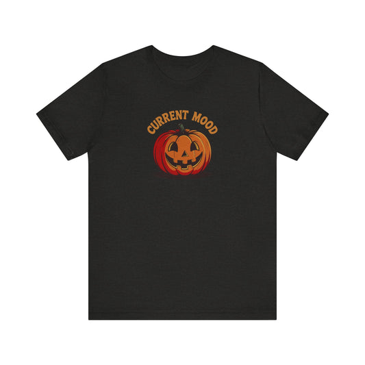 Current Mood (Classic Pumpkin) — Retro Halloween Tee (Dark)