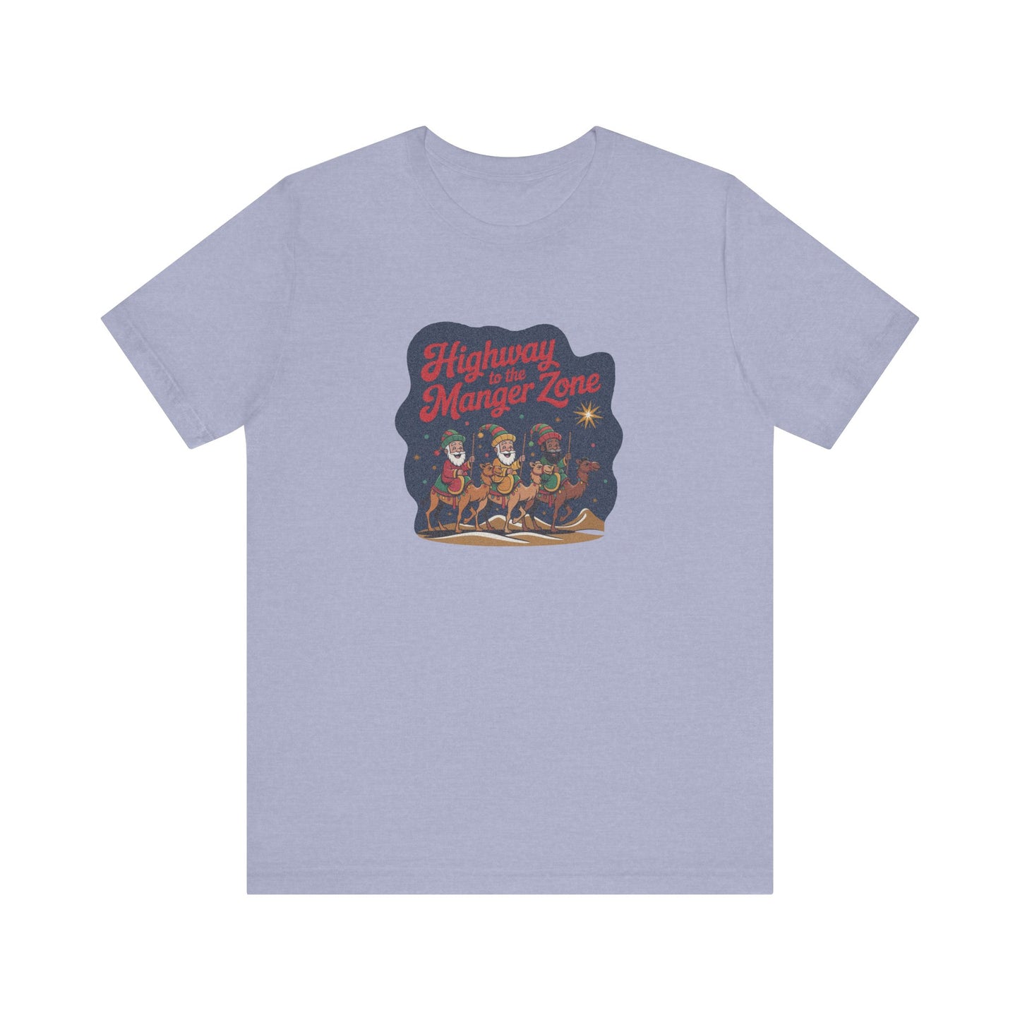Highway to the Manger Zone — Top Gun-Inspired Christmas Retro Tee (Light)