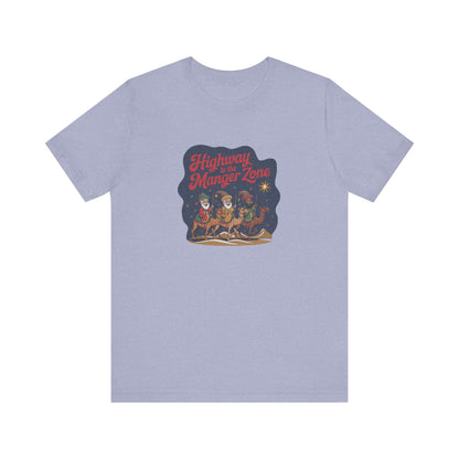 Highway to the Manger Zone — Top Gun-Inspired Christmas Retro Tee (Light)