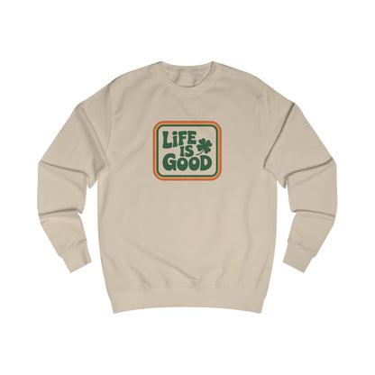 Life Is Good, Shamrock Style — St. Patrick’s Retro Sweatshirt (Light)