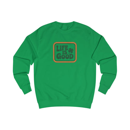 Life Is Good, Shamrock Style — St. Patrick’s Retro Sweatshirt (Light)