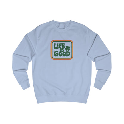 Life Is Good, Shamrock Style — St. Patrick’s Retro Sweatshirt (Light)