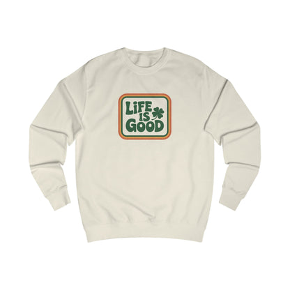 Life Is Good, Shamrock Style — St. Patrick’s Retro Sweatshirt (Light)
