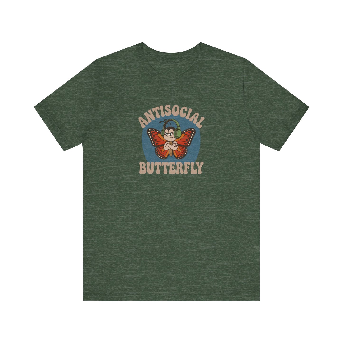 Antisocial Butterfly (Male) — Retro Workout Tee (Dark)