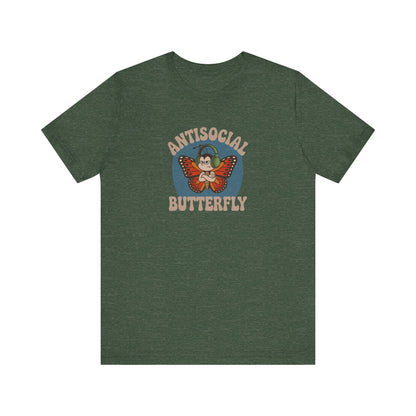 Antisocial Butterfly (Male) — Retro Workout Tee (Dark)